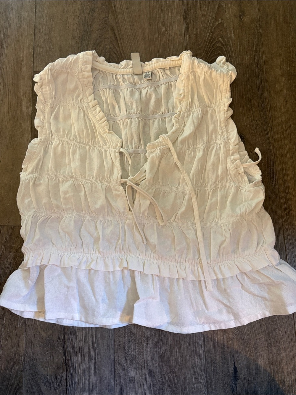 Only Cream Ruffled Tie-Front Sleeveless Camisole